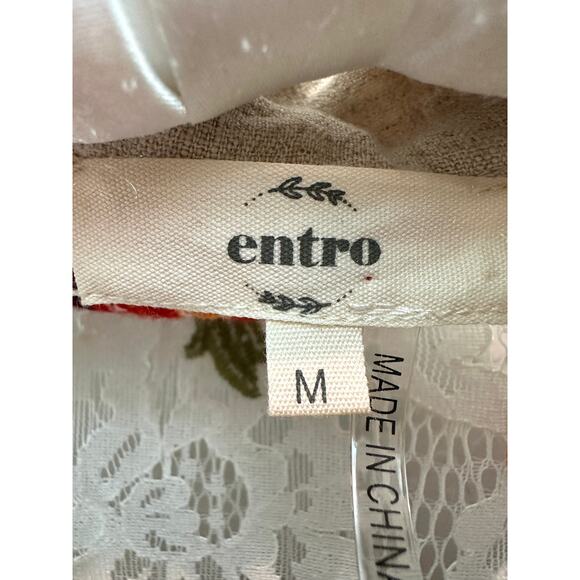 ENTRO | Beige Linen Blend Embroidered Back Utility Vest | Medium - Picture 7 of 9